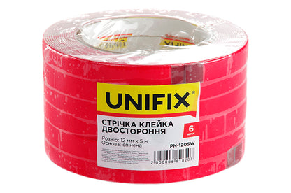 Лента двухсторонняя Unifix - 12 мм x 5 м вспененная белая