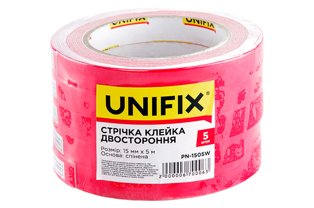 Лента двухсторонняя Unifix - 15 мм x 5 м вспененная белая