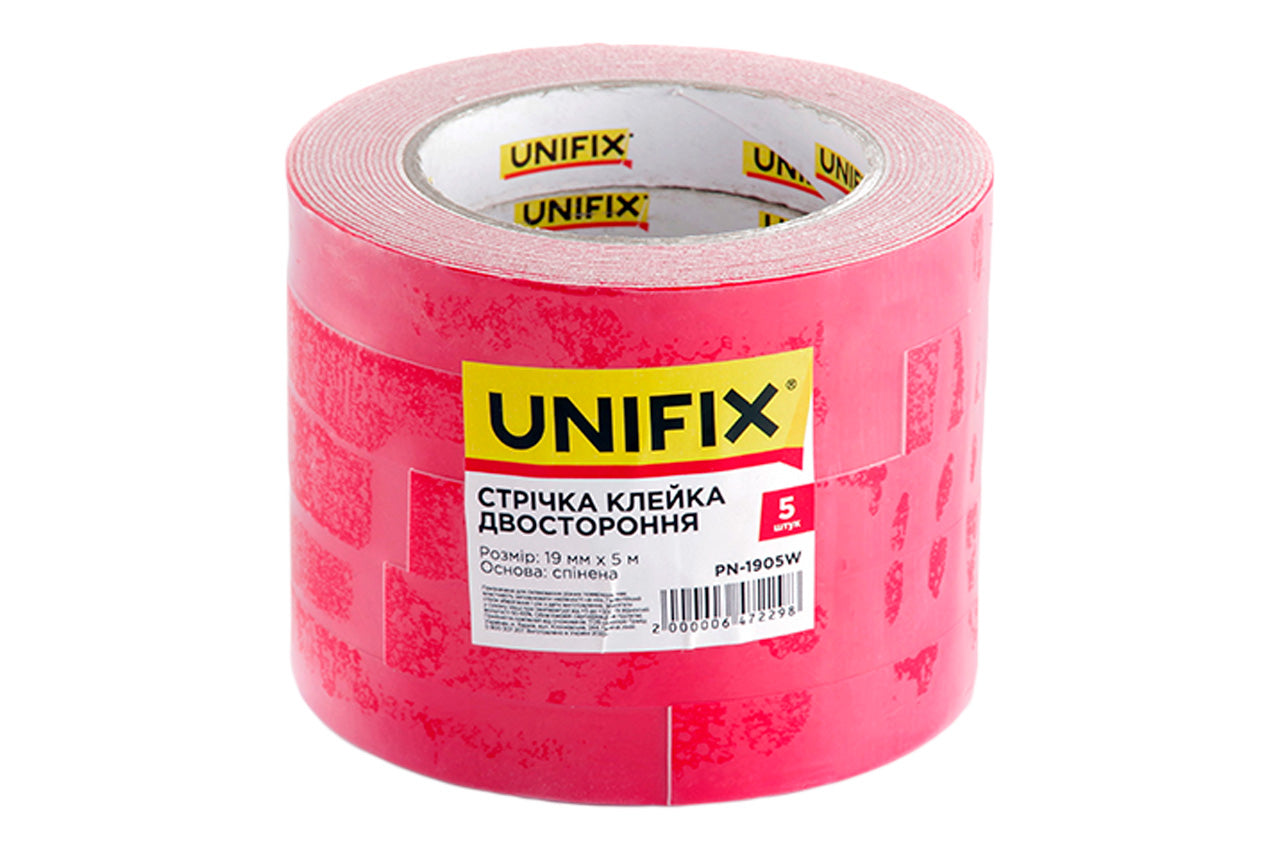 Лента двухсторонняя Unifix - 19 мм x 5 м вспененная белая