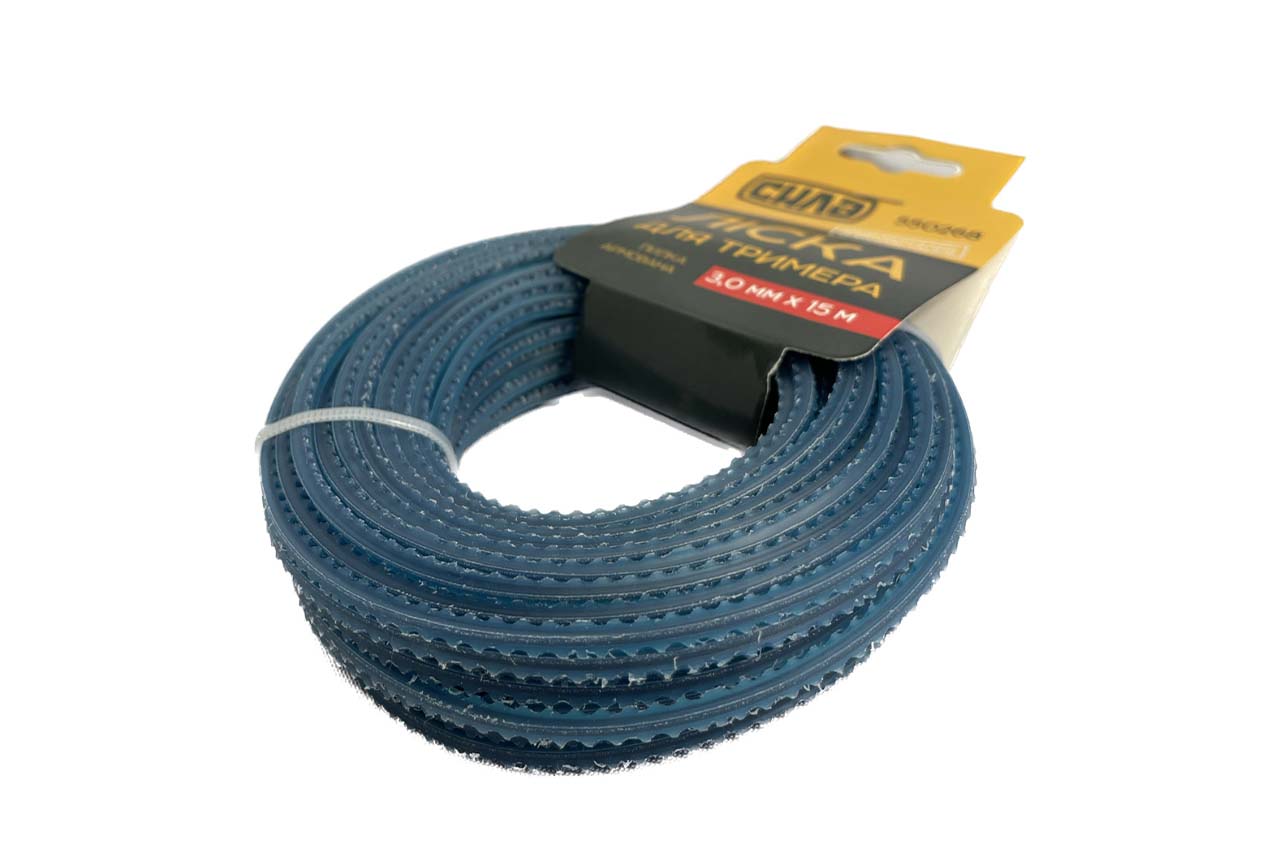 Леска для триммера Сила - 3,0 мм x 15 м квадрат пиранья армированная