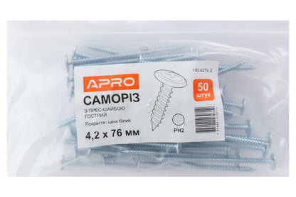 Саморез с пресс-шайбой Apro - 4,2 x 76 мм острый (50 шт.)