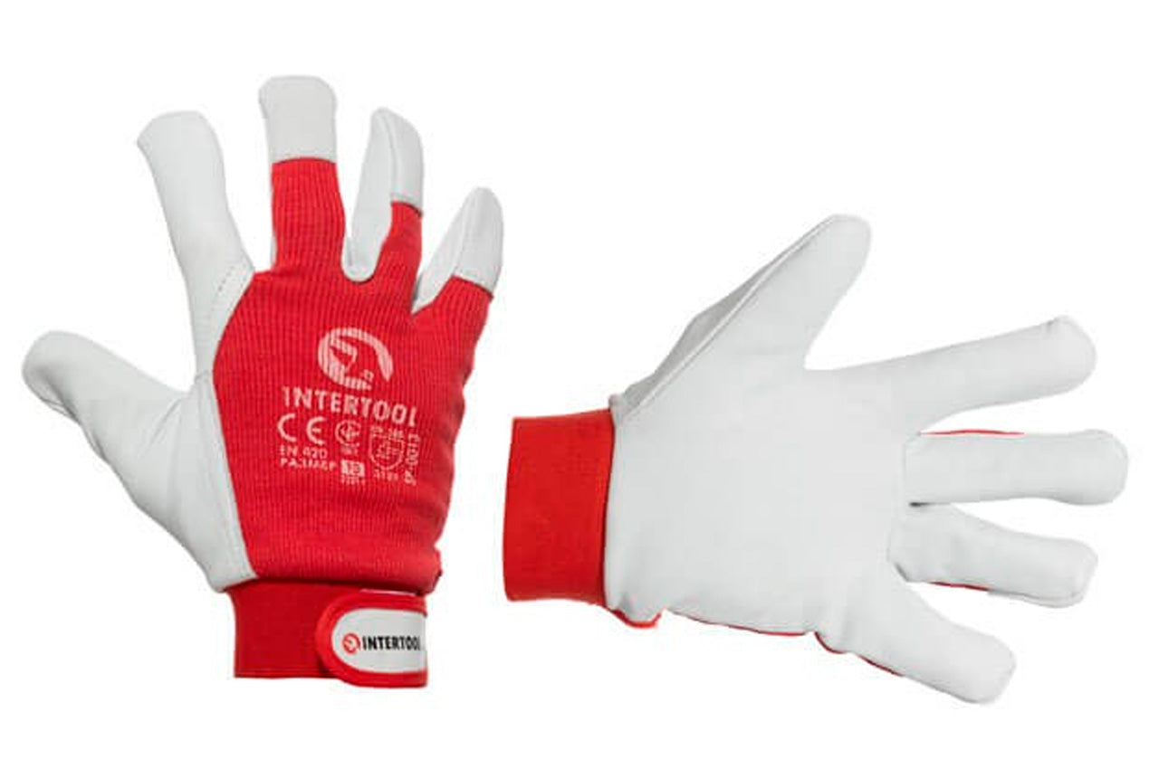 Перчатка Intertool - комбинированная козья кожа с манжетом 10"