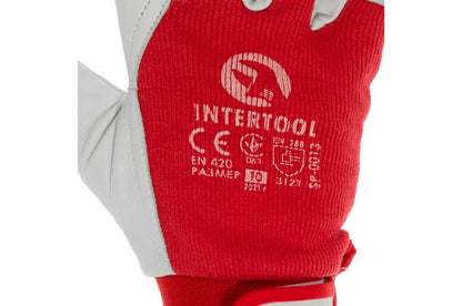 Перчатка Intertool - комбинированная козья кожа с манжетом 10"