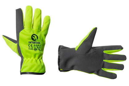 Перчатка Intertool - комбинированная козья кожа флуоресцентная зеленая 10"