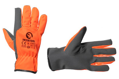 Перчатка Intertool - комбинированная козья кожа флуоресцентная оранжевая 10"