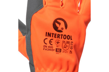 Перчатка Intertool - комбинированная козья кожа флуоресцентная оранжевая 10"