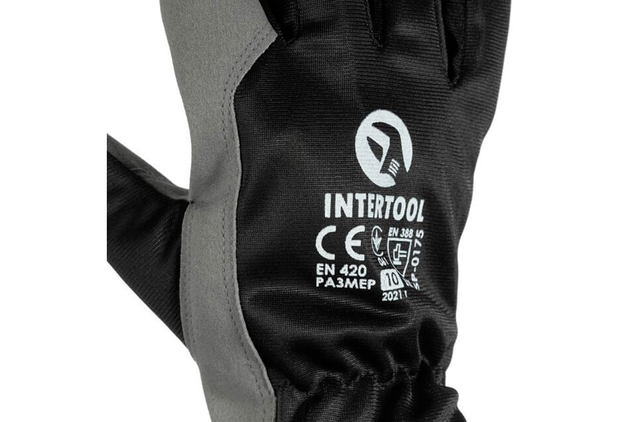 Перчатка Intertool - комбинированная эко кожа 10"