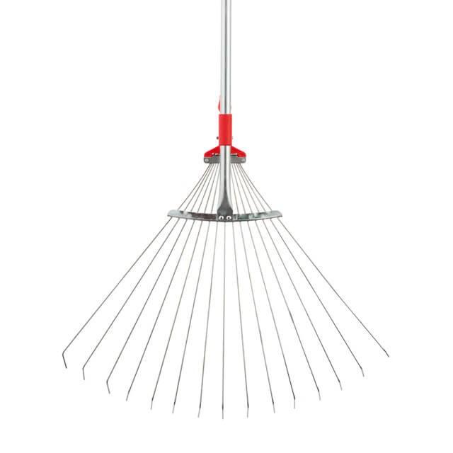 Грабли веерные Intertool - 15 прутьев раздвижные с ручкой PRO