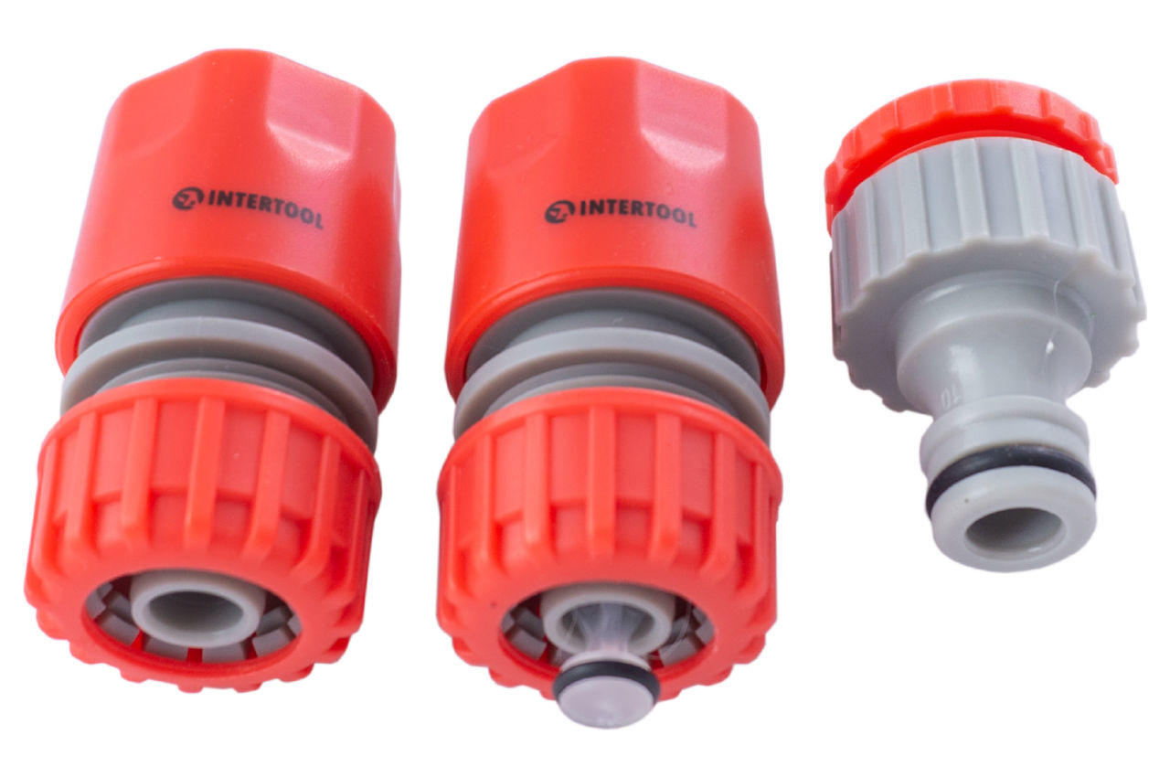 Пистолет-распылитель для полива Intertool - 8 функций хром x 1 адаптер x 2 коннектора