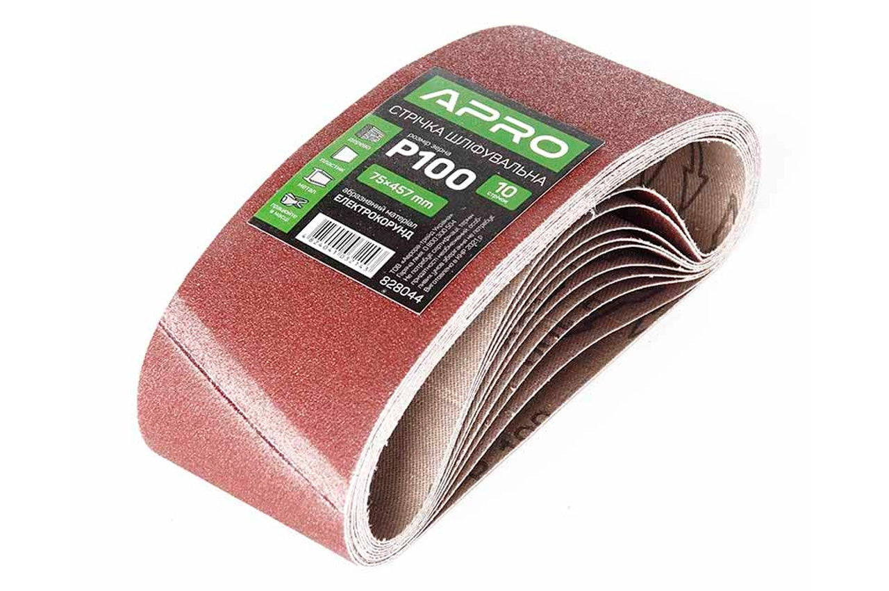 Лента шлифовальная Apro - 75 x 457 мм x Р100 (10 шт.)