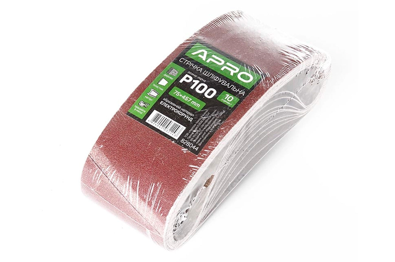 Лента шлифовальная Apro - 75 x 457 мм x Р100 (10 шт.)