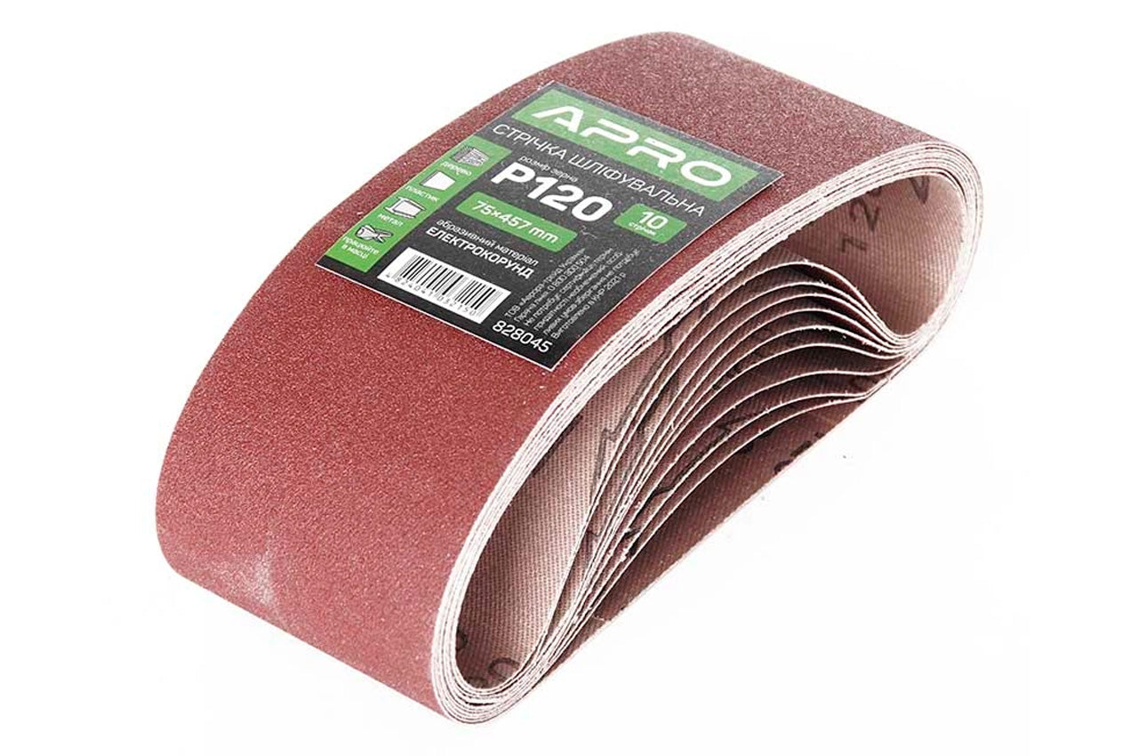 Лента шлифовальная Apro - 75 x 457 мм x Р120 (10 шт.)