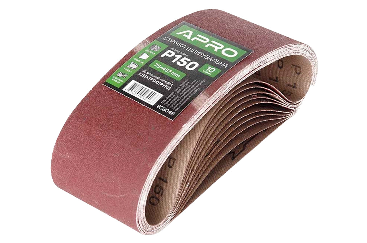 Лента шлифовальная Apro - 75 x 457 мм x Р150 (10 шт.)