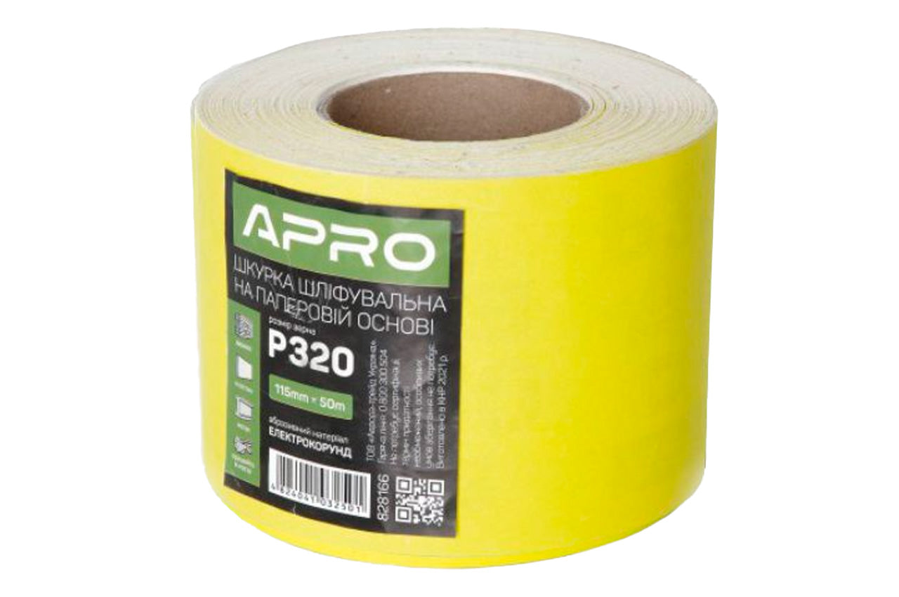 Шлифовальная шкурка Apro - 115 мм x 50 м x P320 бумажная
