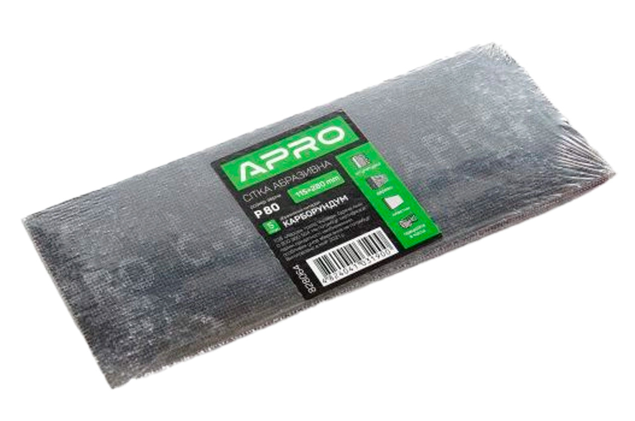 Сетка абразивная Apro - 115 x 280 мм x Р80 PRO (5 шт.)