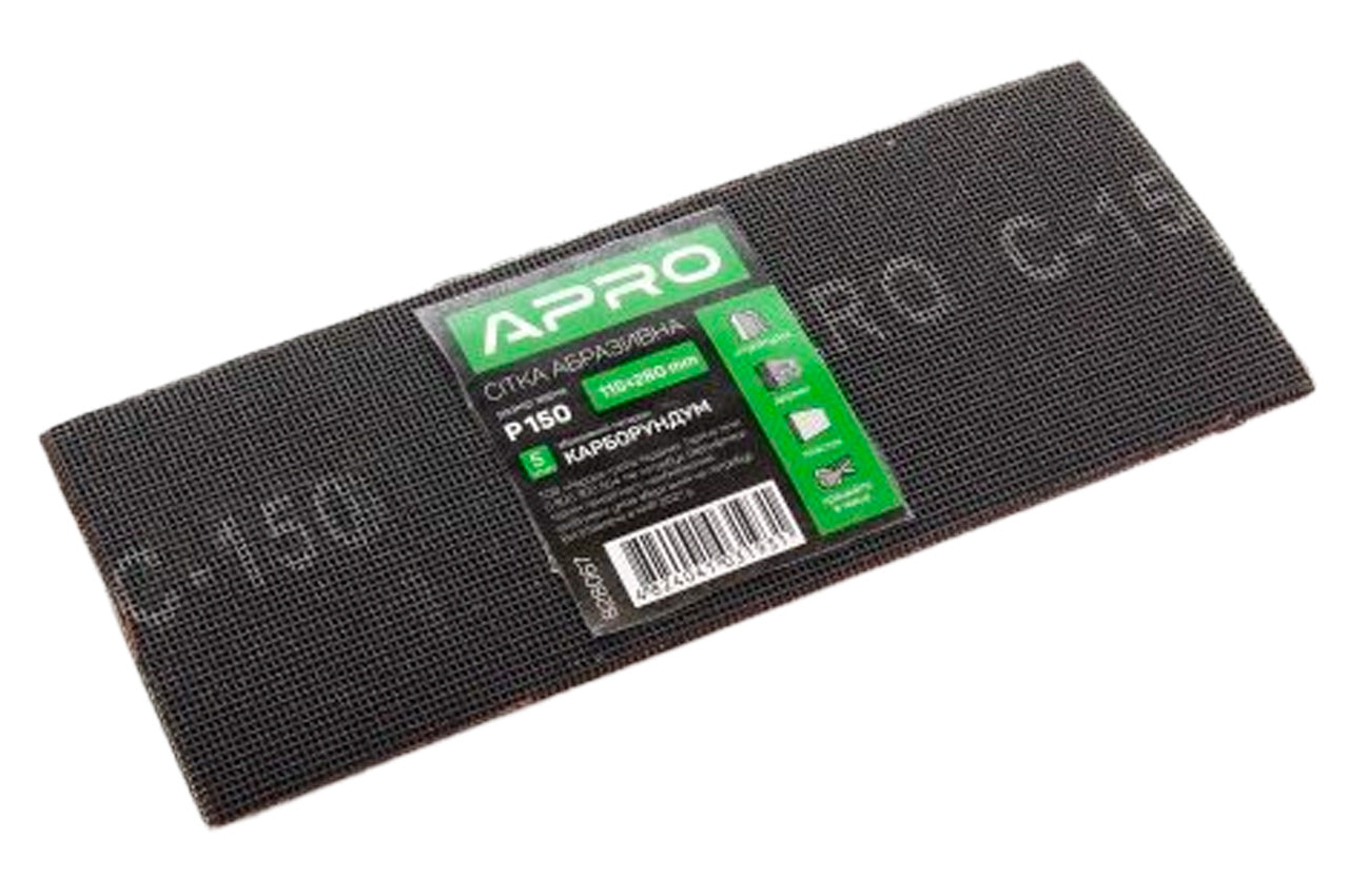 Сетка абразивная Apro - 115 x 280 мм x Р150 PRO (5 шт.)