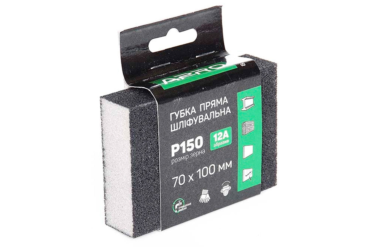 Губка шлифовальная Apro - 100 x 70 x 25 мм x P150 прямая