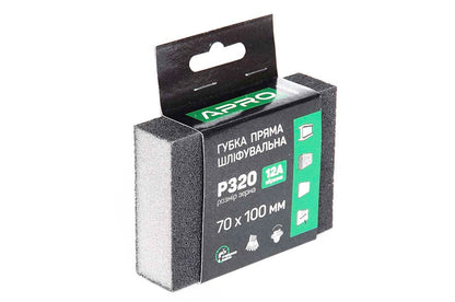 Губка шлифовальная Apro - 100 x 70 x 25 мм x P320 прямая
