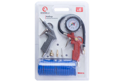 Набор пневмоинструментов Intertool - пистолет для шин x продувочный x шланг x 3 наконечника 6 ед.