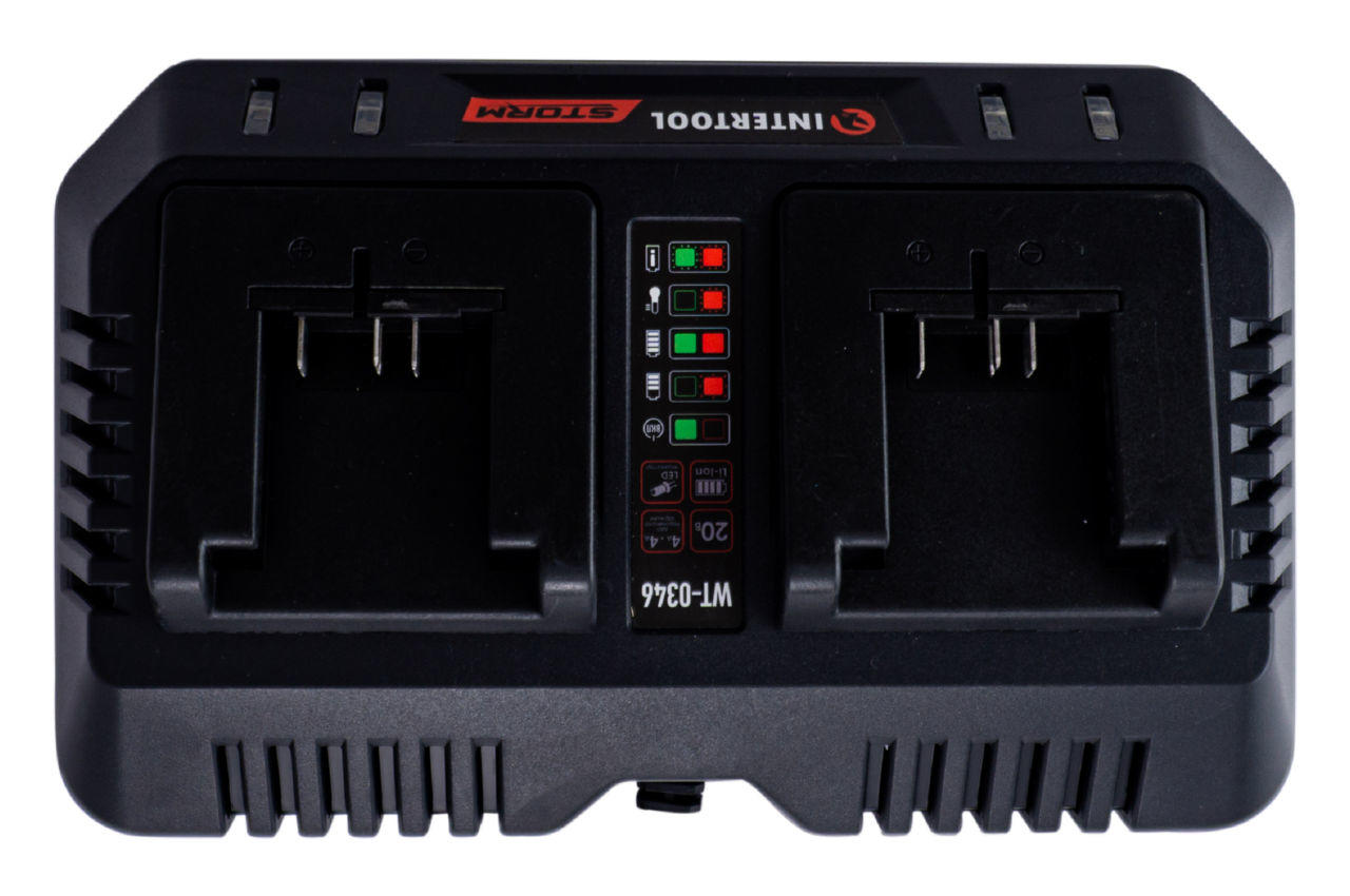 Зарядное устройство для аккумулятора Intertool - 20В x 4Ач Li-Ion Storm для 2 АКБ