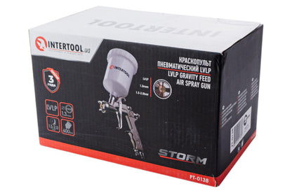 Краскопульт пневматический LVLP Intertool - 600 мл x 1,3 мм ВБ Storm