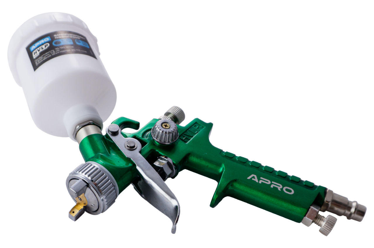 Краскопульт пневматический HVLP Apro - 100 мл x 0,8 мм ВБ пластик