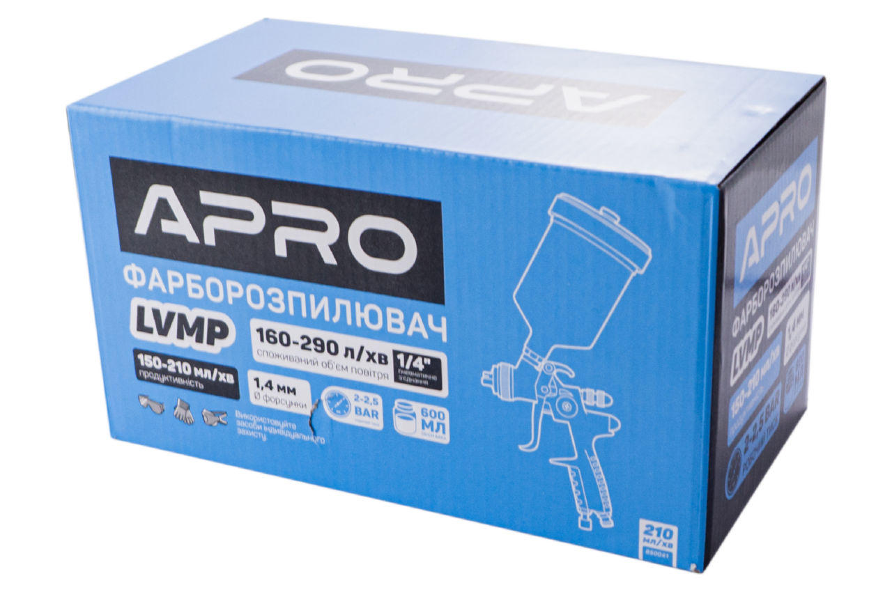 Краскопульт пневматический LVMP Apro - 600 мл x 1,4 мм ВБ пластик