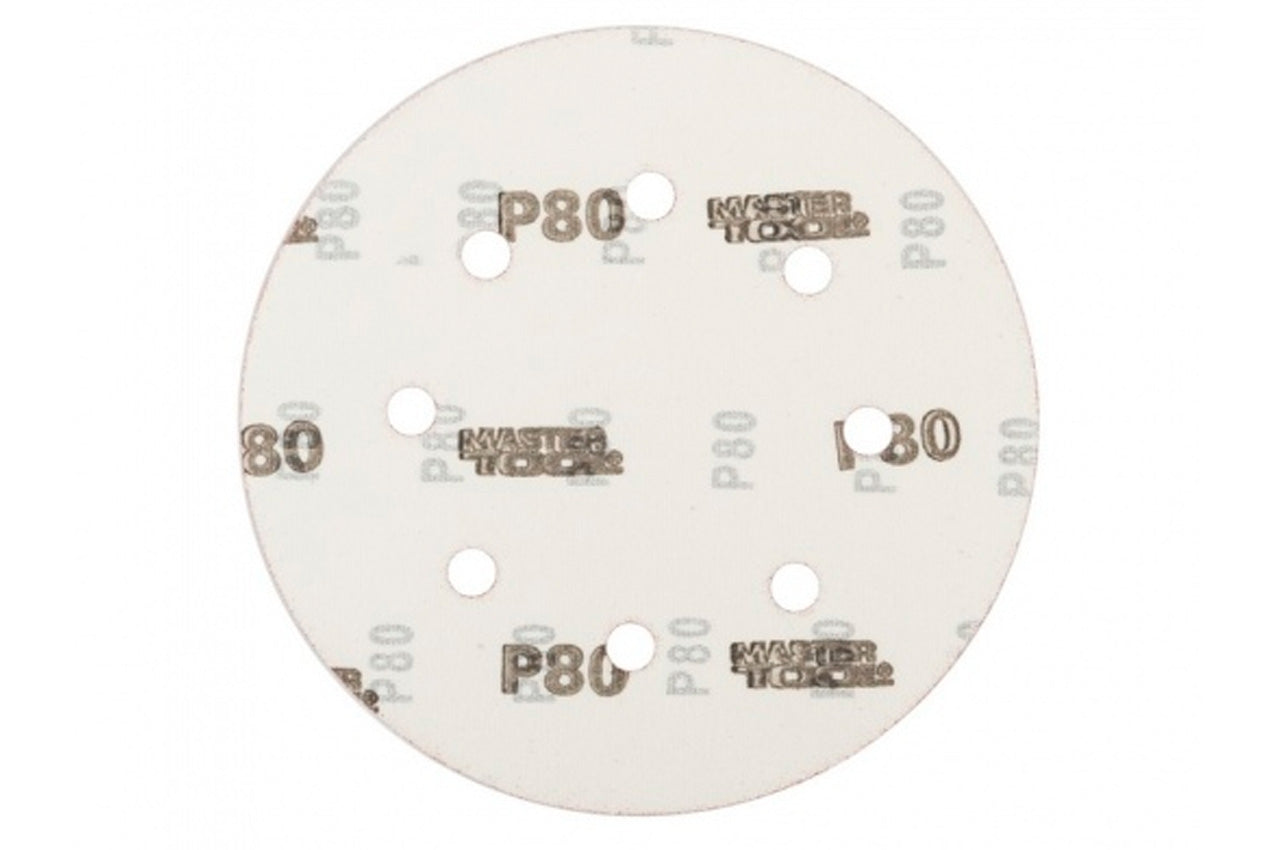 Круг шлифовальный на липучке Mastertool - 180 мм x Р80 с отверстиями (5 шт.)