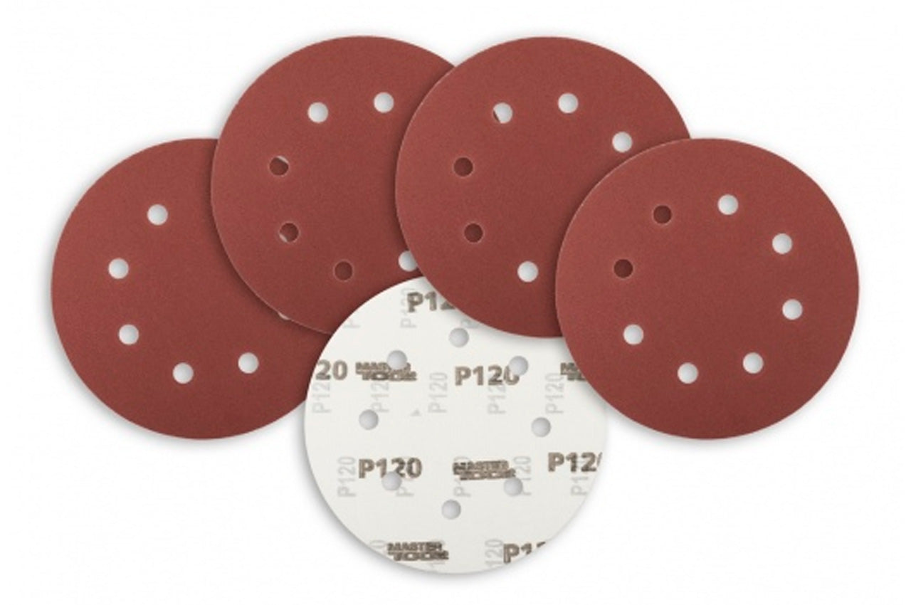 Круг шлифовальный на липучке Mastertool - 180 мм x Р120 с отверстиями (5 шт.)