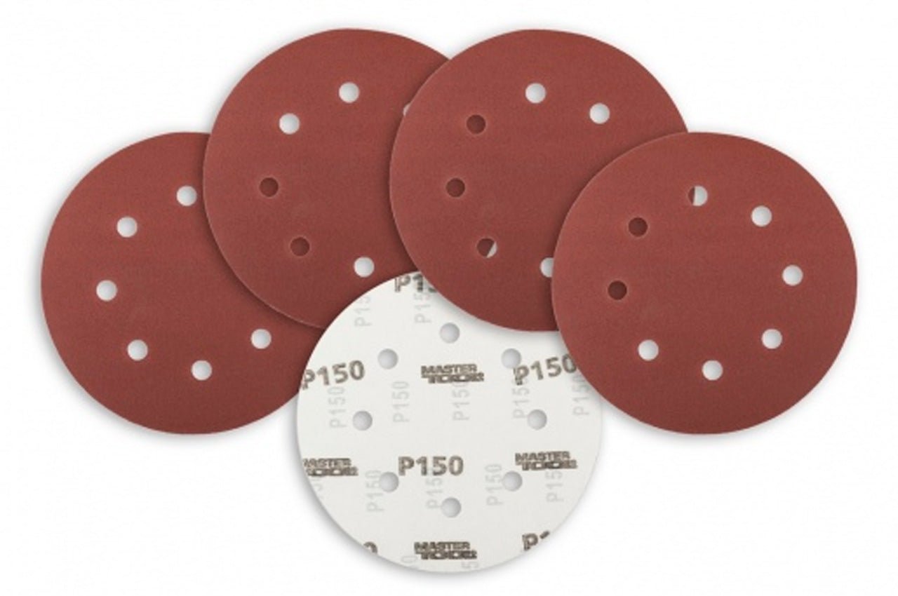 Круг шлифовальный на липучке Mastertool - 180 мм x Р150 с отверстиями (5 шт.)