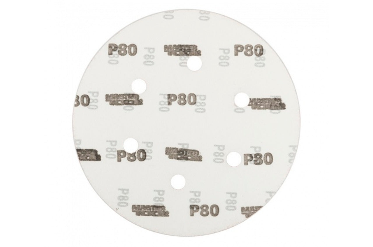 Круг шлифовальный на липучке Mastertool - 225 мм x Р80 с отверстиями (5 шт.)