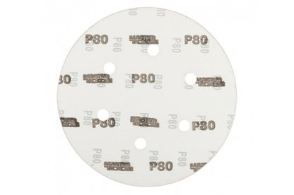 Круг шлифовальный на липучке Mastertool - 225 мм x Р80 с отверстиями (5 шт.)
