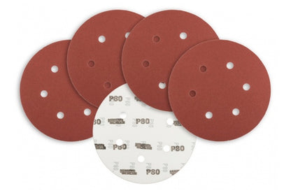 Круг шлифовальный на липучке Mastertool - 225 мм x Р80 с отверстиями (5 шт.)