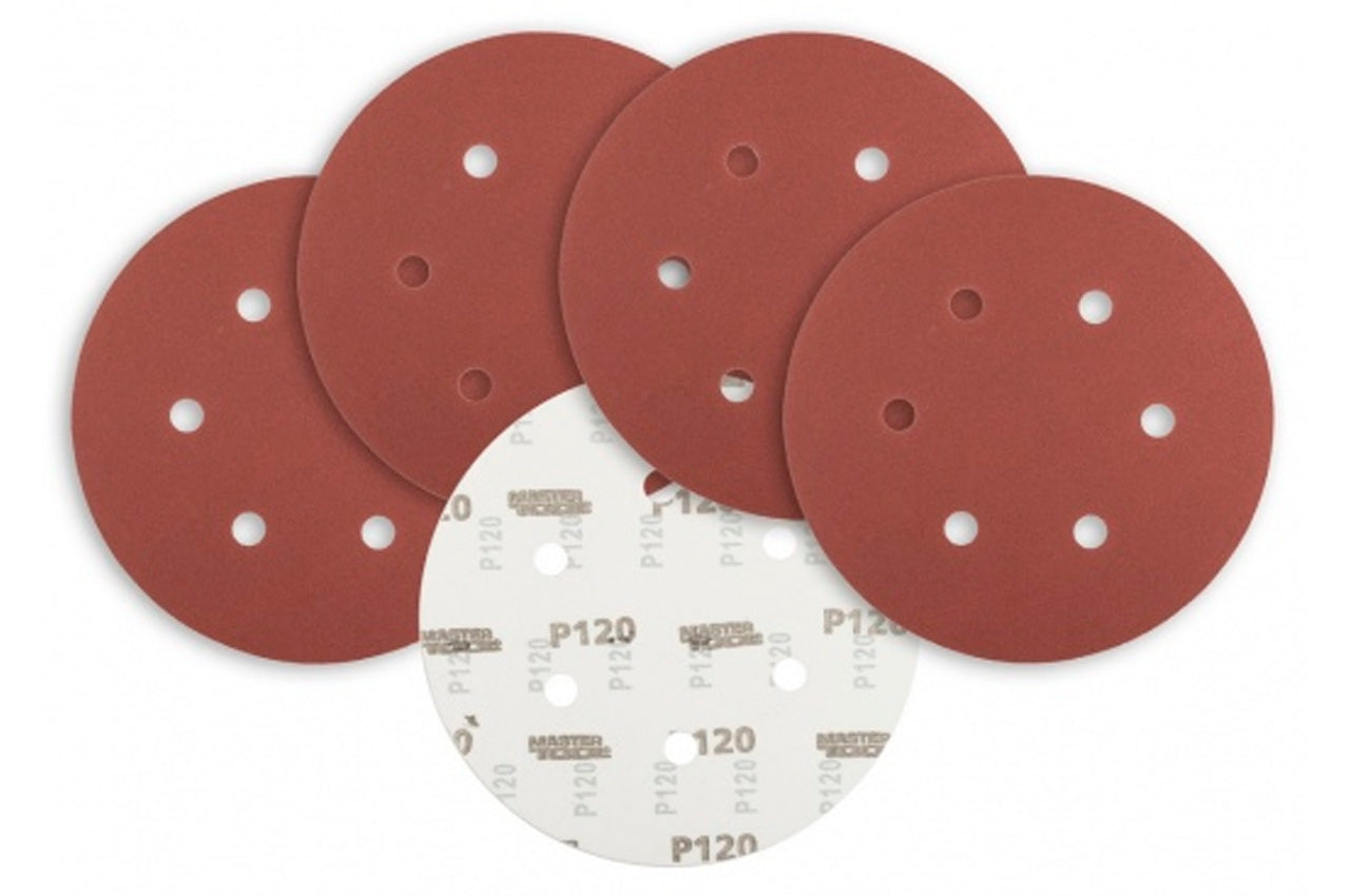 Круг шлифовальный на липучке Mastertool - 225 мм x Р120 с отверстиями (5 шт.)