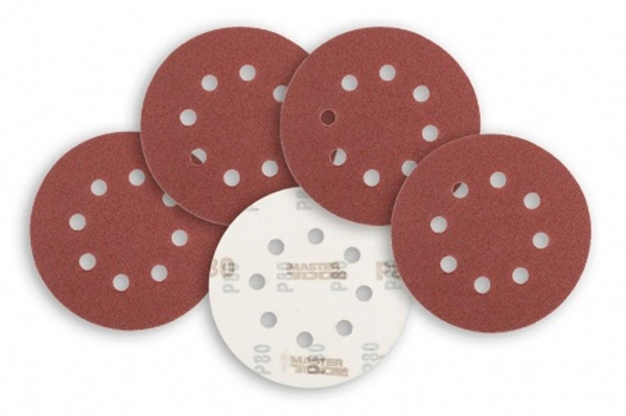 Круг шлифовальный на липучке Mastertool - 125 мм x Р80 с отверстиями (5 шт.)