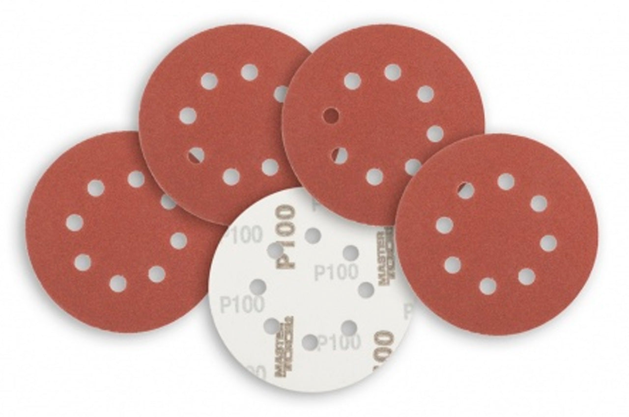 Круг шлифовальный на липучке Mastertool - 125 мм x Р100 с отверстиями (5 шт.)