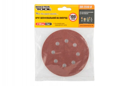 Круг шлифовальный на липучке Mastertool - 125 мм x Р100 с отверстиями (5 шт.)