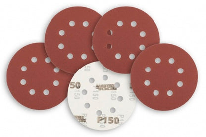 Круг шлифовальный на липучке Mastertool - 125 мм x Р150 с отверстиями (5 шт.)