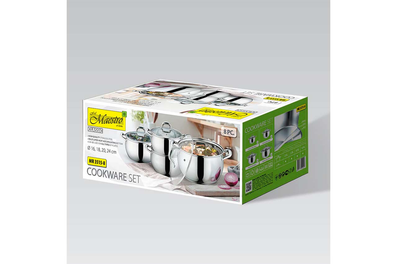 Набор посуды нержавеющий Maestro - 2 x 2,8 x 3,8 x 6,4 л (4 шт.)