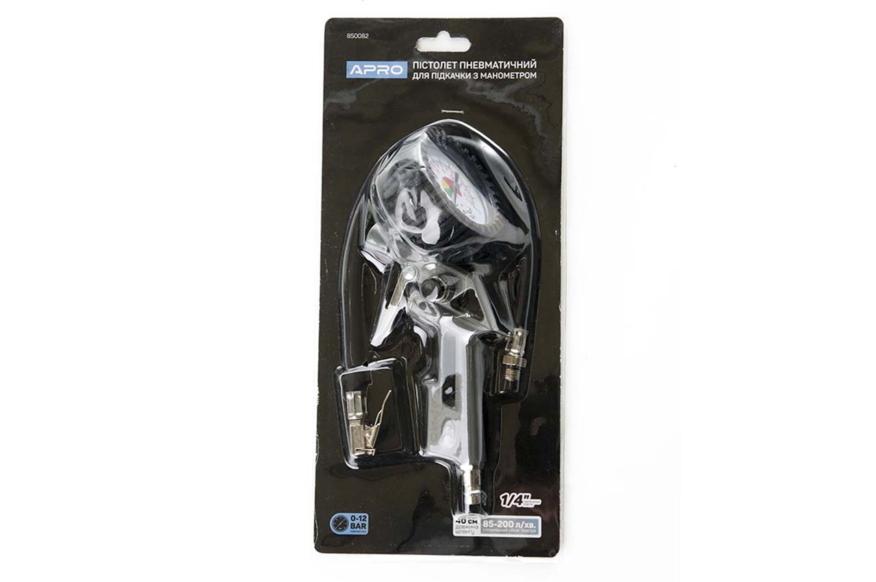 Пистолет пневматический для подкачки колес Apro - 12 бар гальван