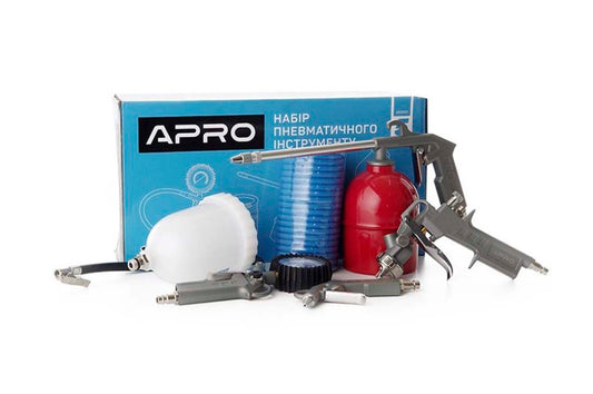 Набор пневматического инструмента Apro - 600 мл верхний бак (5 шт.)
