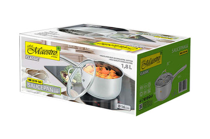 Ковш нержавеющий Maestro - 160 мм x 1,8 л с крышкой