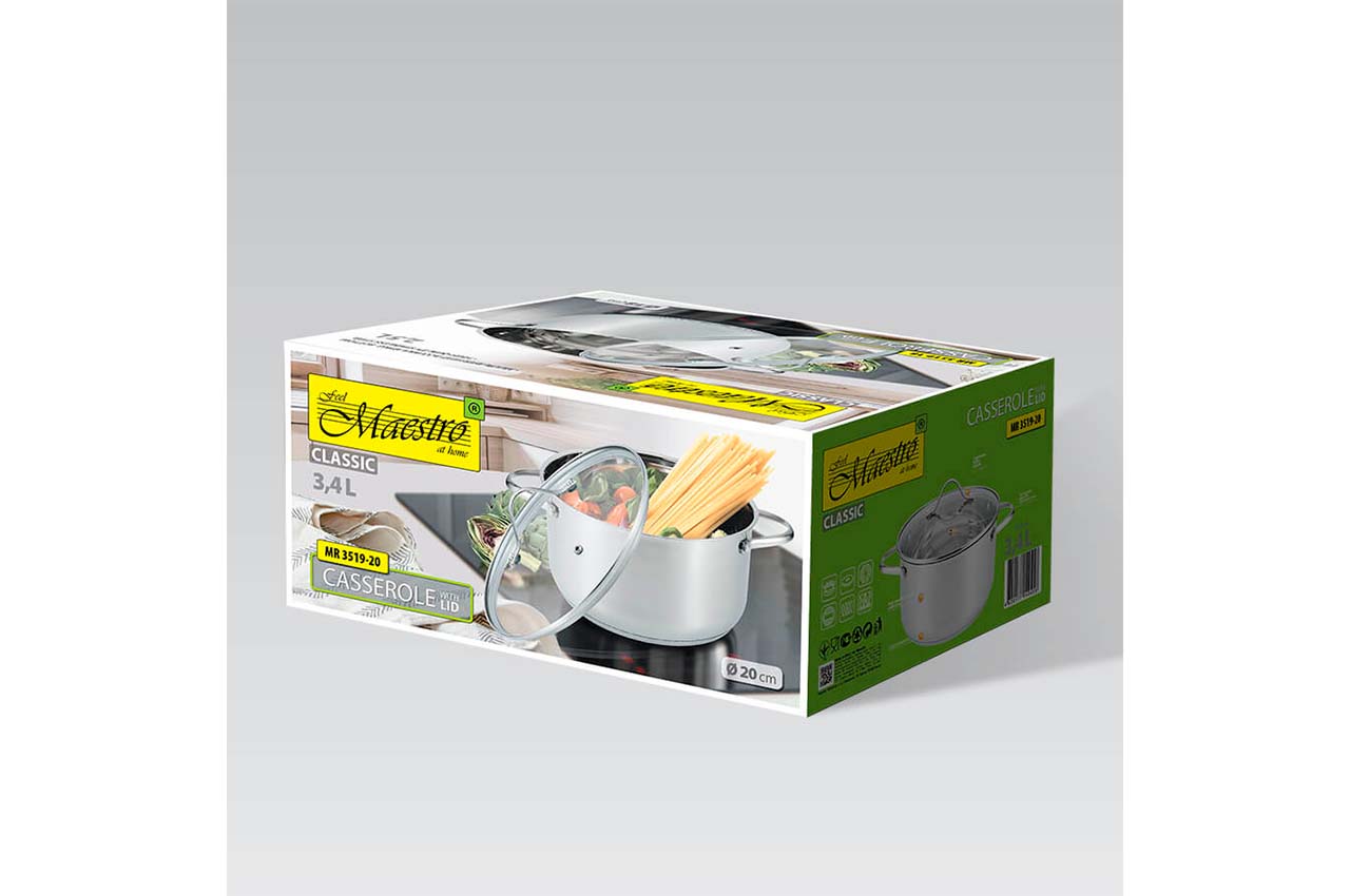 Кастрюля нержавеющая Maestro - 200 мм x 3,4 л