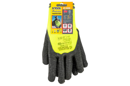 Перчатка Mastertool - латексная вспененная морщинистая утепленная 11" (неоново-черная)