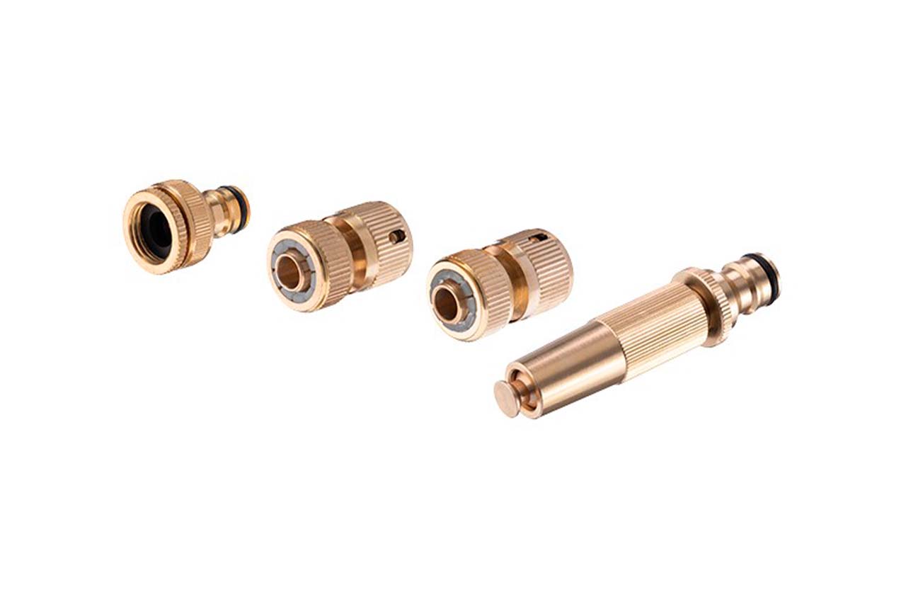 Набор латунный для полива Intertool-Storm - 1 насадка 1/2" × 1 адаптер 1/2 и 3/4" × 2 коннектора 1/2