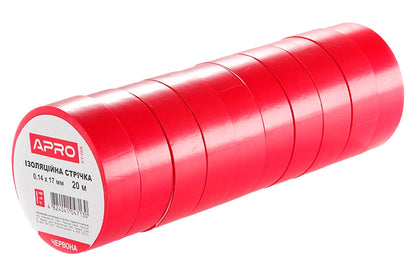 Лента изоляционная Apro - 17 x 0,14мм x 20м красная