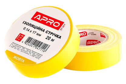Лента изоляционная Apro - 17 x 0,14мм x 20м желтая