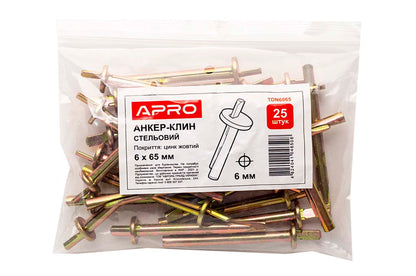 Анкер-клин потолочный Apro - 6 х 65мм (25шт)