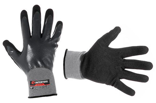Перчатка Intertool-Storm - двухслойная нитриловая пористая 10"