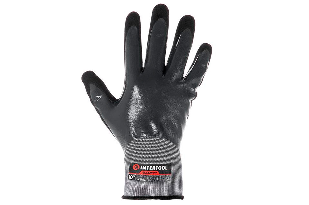 Перчатка Intertool-Storm - двухслойная нитриловая пористая 10"